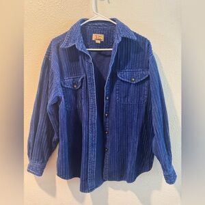 Vintage At Last & Co Blue Corduroy Button-Up Shacket